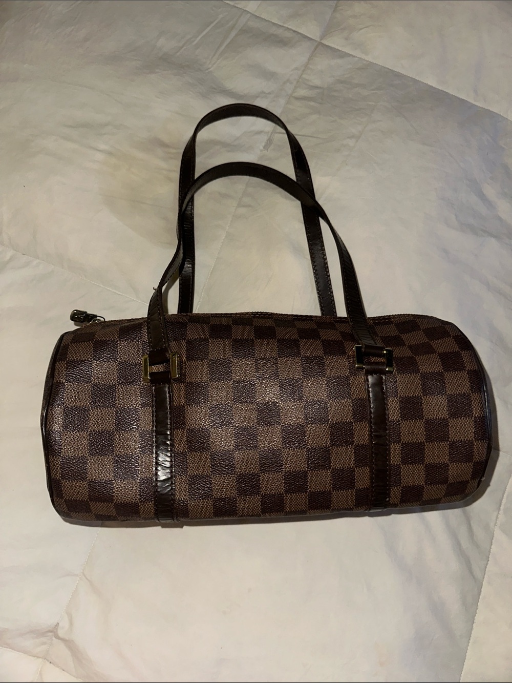 Louis Vuitton Brown Checkered Duffel Bag 25